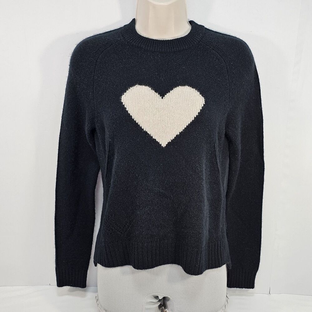 Zadig & Voltaire Lili WS Heart Black Cashmere Pullover Sweater Women's XS